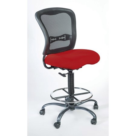 OFFICESOURCE Armless, Mesh Back Task Stool with Black Upholstered Seat, Footring and Titanium Steel Base 7851NSFRD